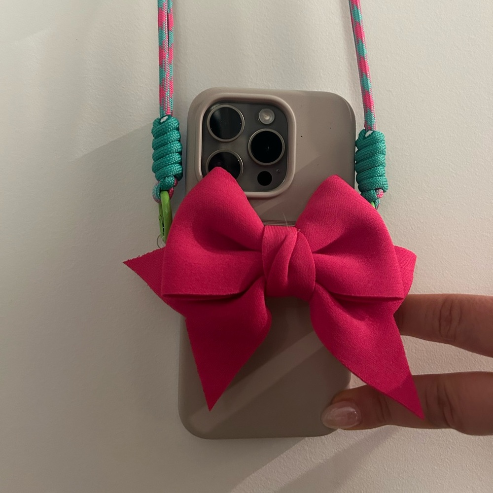 Hot Pink Bow Phone Lanyard